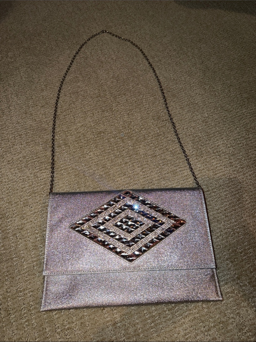 Elegant Pink Gem-Embellished Women’s Evening Bag
